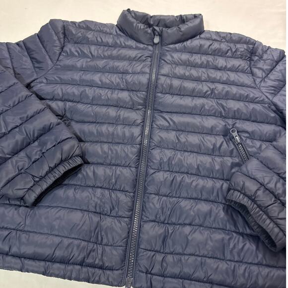 Save The Duck Women Large Neha Cropped Puffer Jacket Blue Ultra Lightweight Coat - Picture 4 of 12